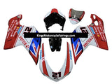 Ducati 848 Fairing Parts (2007-2014) Red, White, Blue Bayliss Corse Valsir #21 at KingsMotorcycleFairings.com