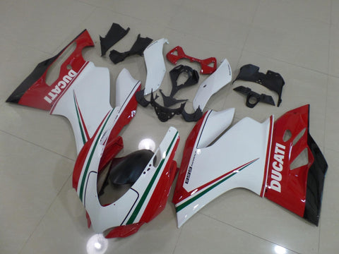 Ducati 899 Fairings (2011-2014) White, Red, Green, Stripe at KingsMotorcycleFairings.com