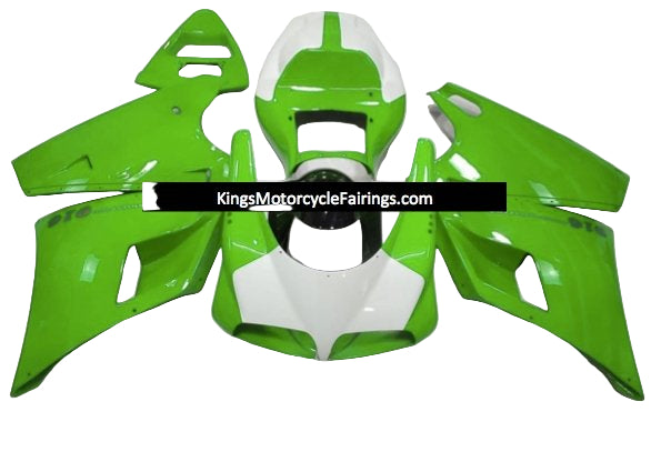 Ducati 998 Fairings (2002-2003) White, Green at KingsMotorcycleFairings.com