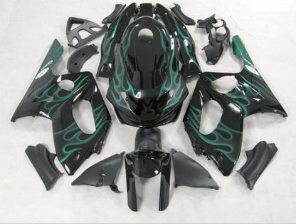 YAMAHA YZF600R (1998-2007) BLACK & GREEN FLAME FAIRINGS