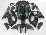 Black and Green Flames Fairing Kit for a 1998, 1999, 2000, 2001, 2002, 2003, 2004, 2005, 2006 & 2007 Yamaha YZF600R motorcycle