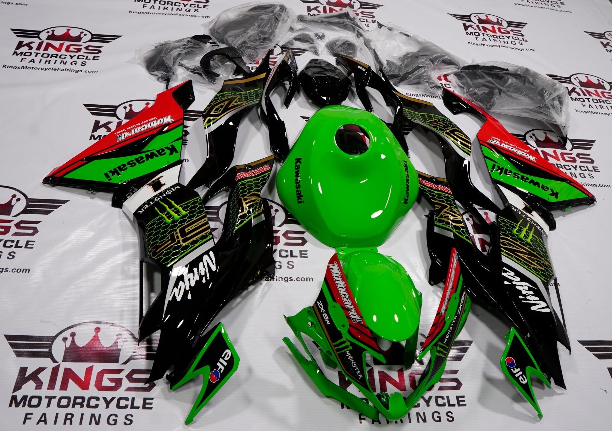 Kawasaki Ninja ZX6R 636 (2019-2023) Black, Green, Yellow, Red Fairings at KingsMotorcycleFairings.com