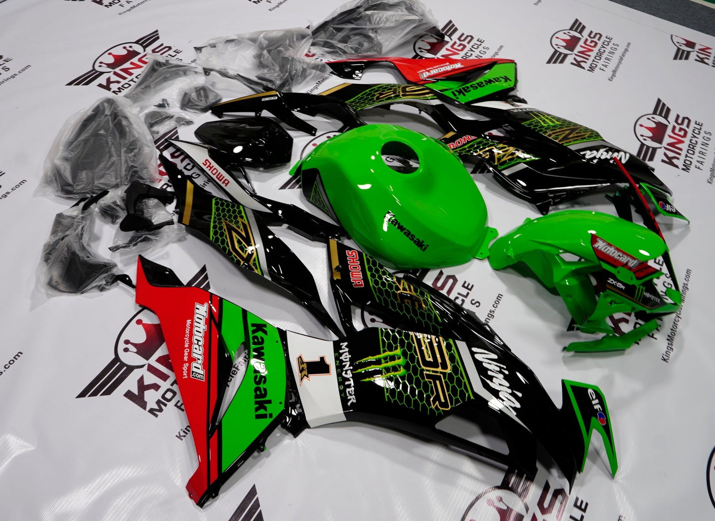 Kawasaki Ninja ZX6R 636 (2019-2023) Black, Green, Yellow, Red Fairings at KingsMotorcycleFairings.com