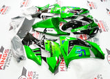 Metallic Green, Black and White Alpinestars Fairing Kit for a 2006 & 2007 Kawasaki ZX-10R motorcycle.