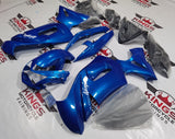 Blue fairing kit for a 2006, 2007 and 2008 Kawasaki Ninja 650R motorcycle. This is a compression molded fairing kit which will require modifications for proper fitment