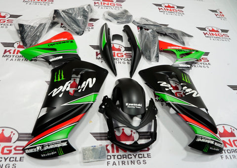 Fairing Kit for a Kawasaki Ninja 650R (2006-2008) Matte Black, Green, Red Monster