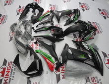 Matte Black, Green, White and Red Monster fairing kit for a 2017, 2018 and 2019 Kawasaki Ninja 650R motorcycle