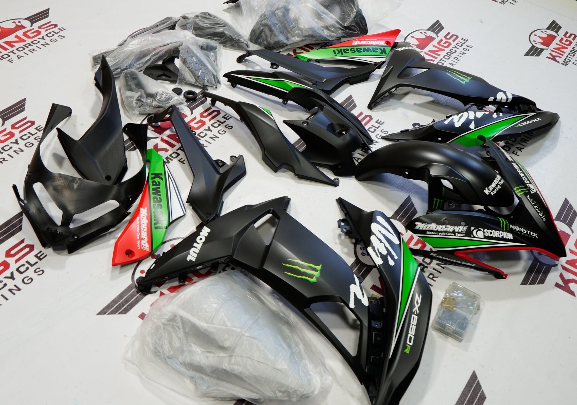 Kawasaki Ninja 650 ER6F Fairings (2017-2019) Matte Black, Green, Red Monster at KingsMotorcycleFairings.com