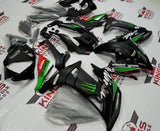 Matte Black, Green and Red Monster fairing kit for a 2017, 2018 and 2019 Kawasaki Ninja 650R motorcycle