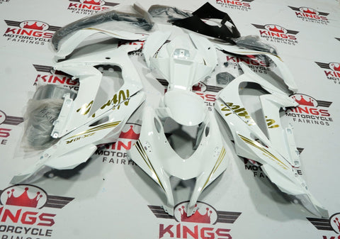Fairing Kit for a Kawasaki Ninja ZX10R (2016-2020) White & Gold - KingsMotorcycleFairings.com