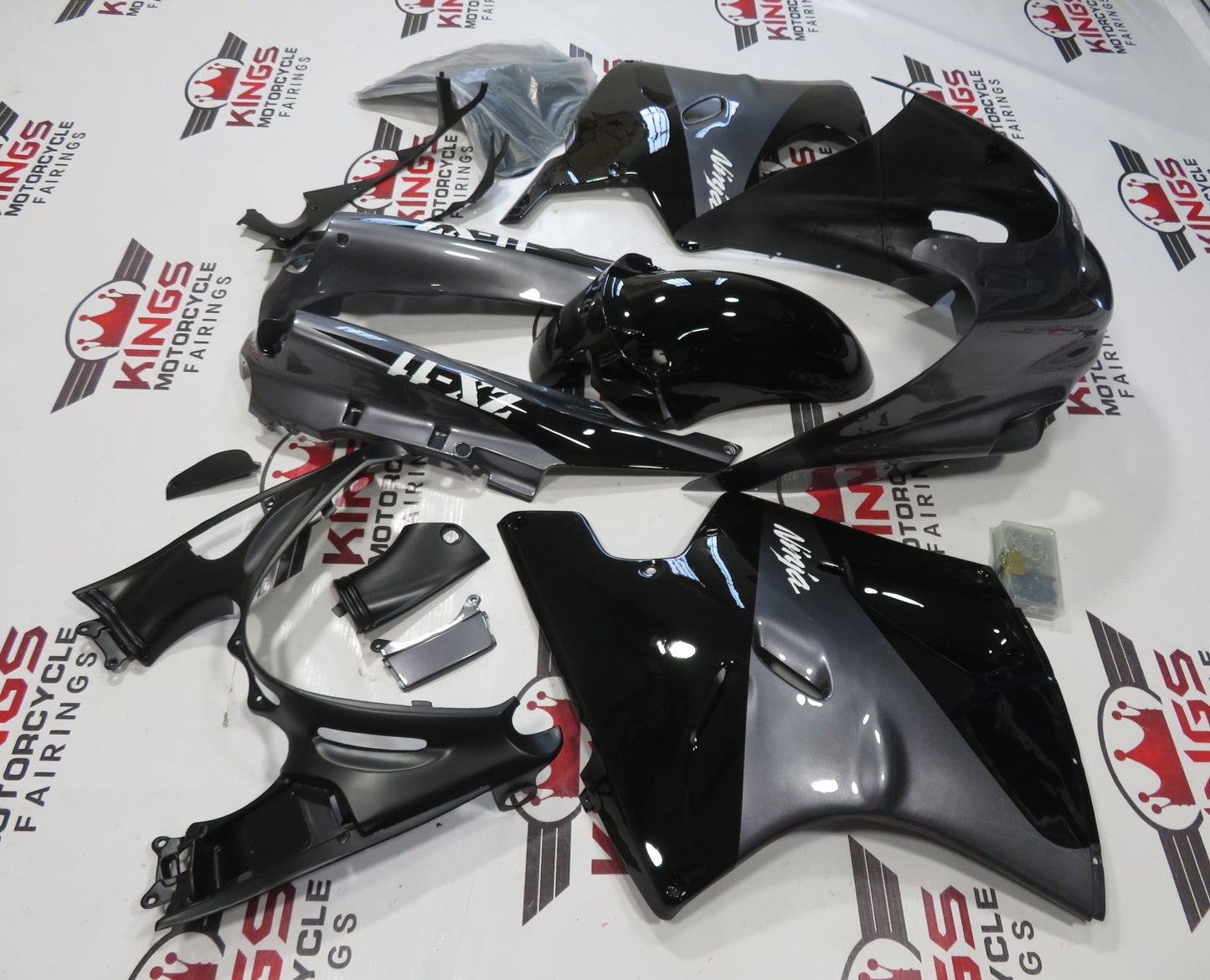 Fairing Kit for a Kawasaki ZX-11 / ZZR1100 D Model (1993-2001) Black & Gray at KingsMotorcycleFairings.com