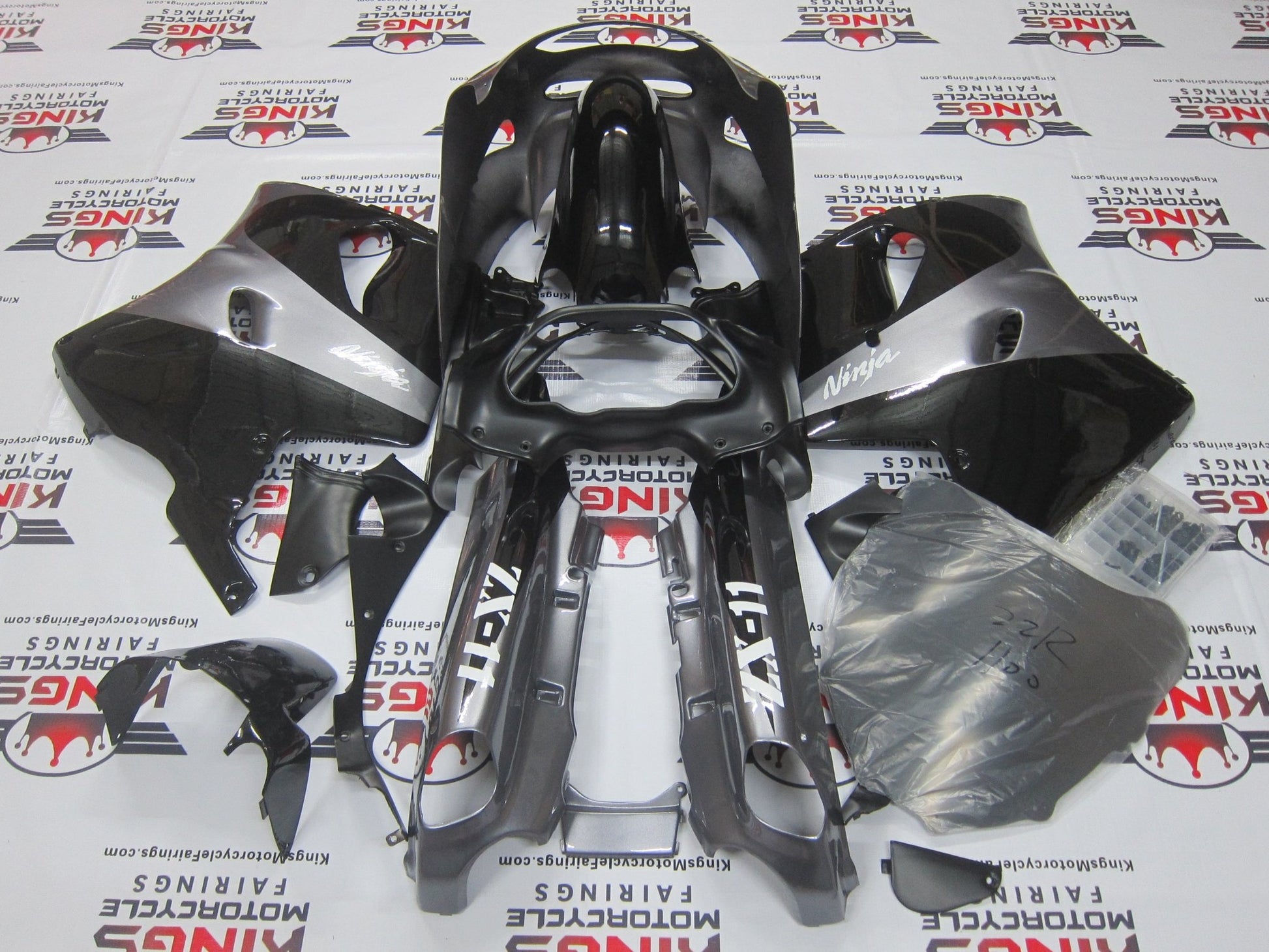 Fairing Kit for a Kawasaki ZX-11 / ZZR1100 D Model (1993-2001) Black & Gray at KingsMotorcycleFairings.com