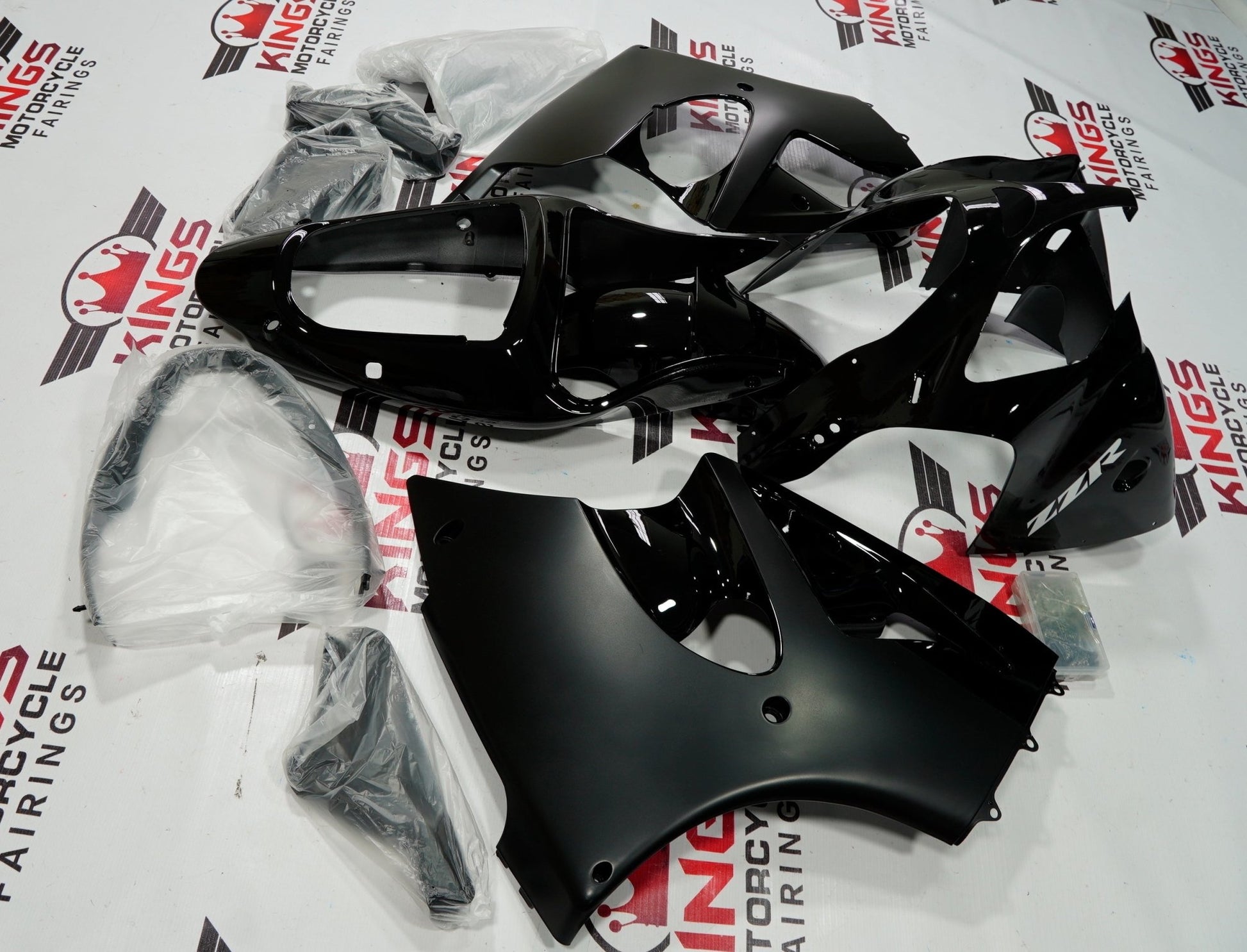 Fairing Kit for Kawasaki ZZR600 (2005-2008) Black, Matte Black, Silver at KingsMotorcycleFairings.com