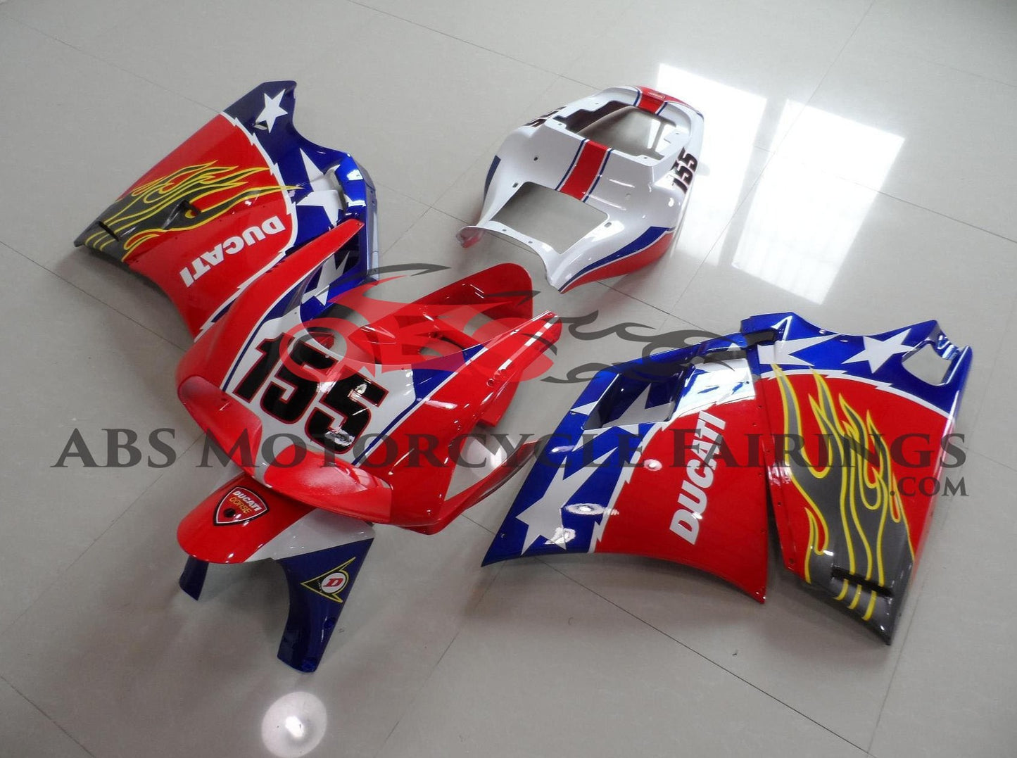 Fairing Parts for Ducati 748 Motorcycles (1994-2003) Red, White, Blue Star at KingsMotorcycleFairings.com