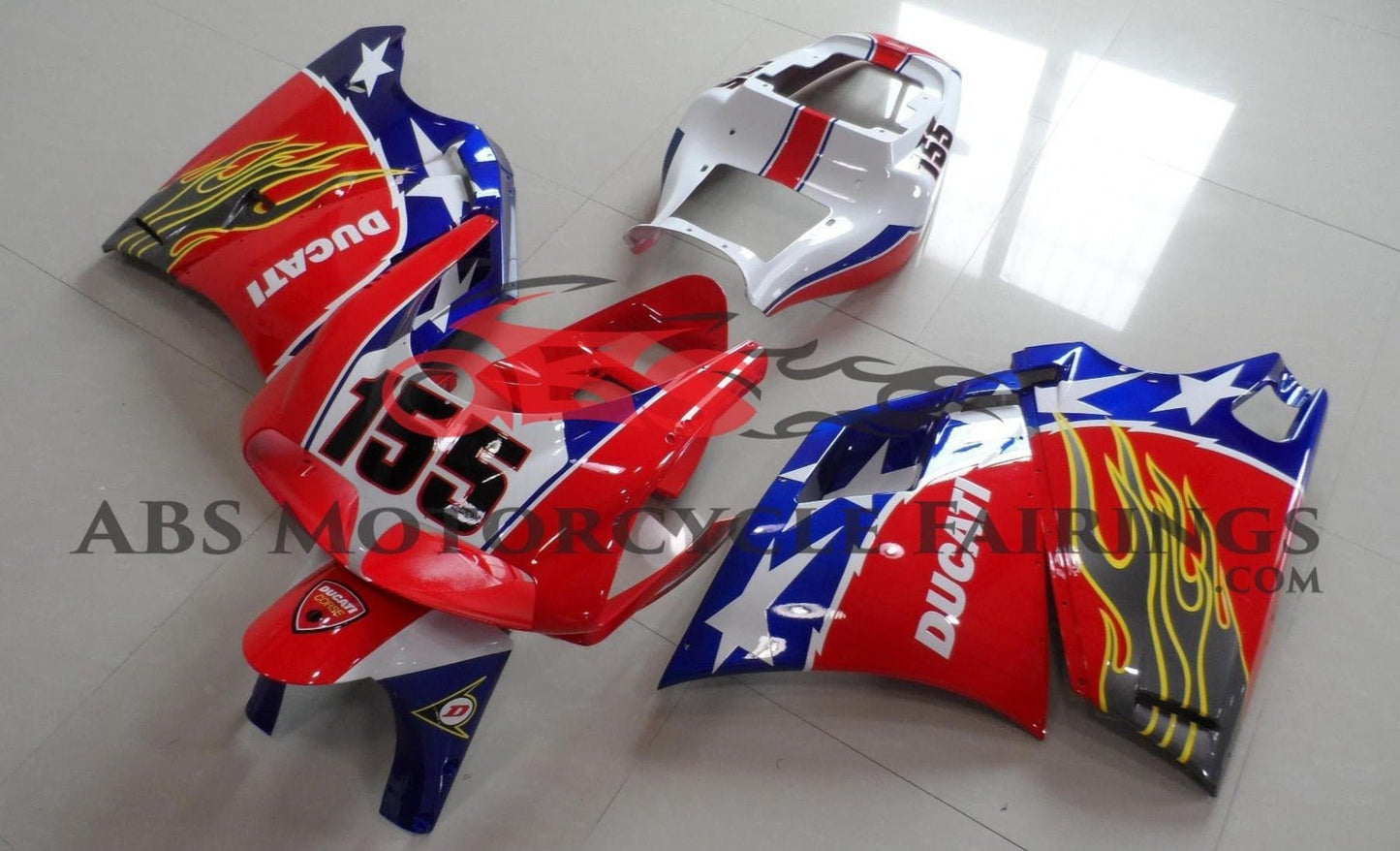 Fairing Pieces for Ducati 748 Motorcycles (1994-2003) Red, White, Blue Star at KingsMotorcycleFairings.com