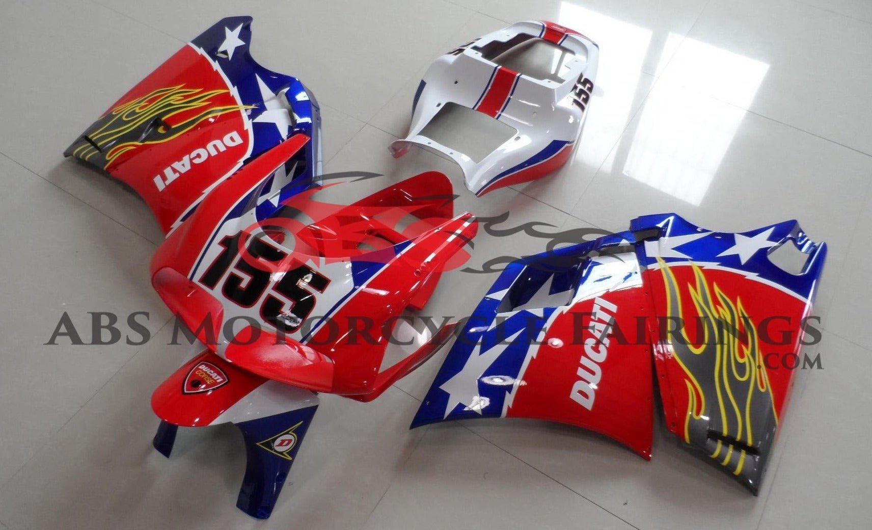 Fairing Pieces for Ducati 748 Motorcycles (1994-2003) Red, White, Blue Star at KingsMotorcycleFairings.com