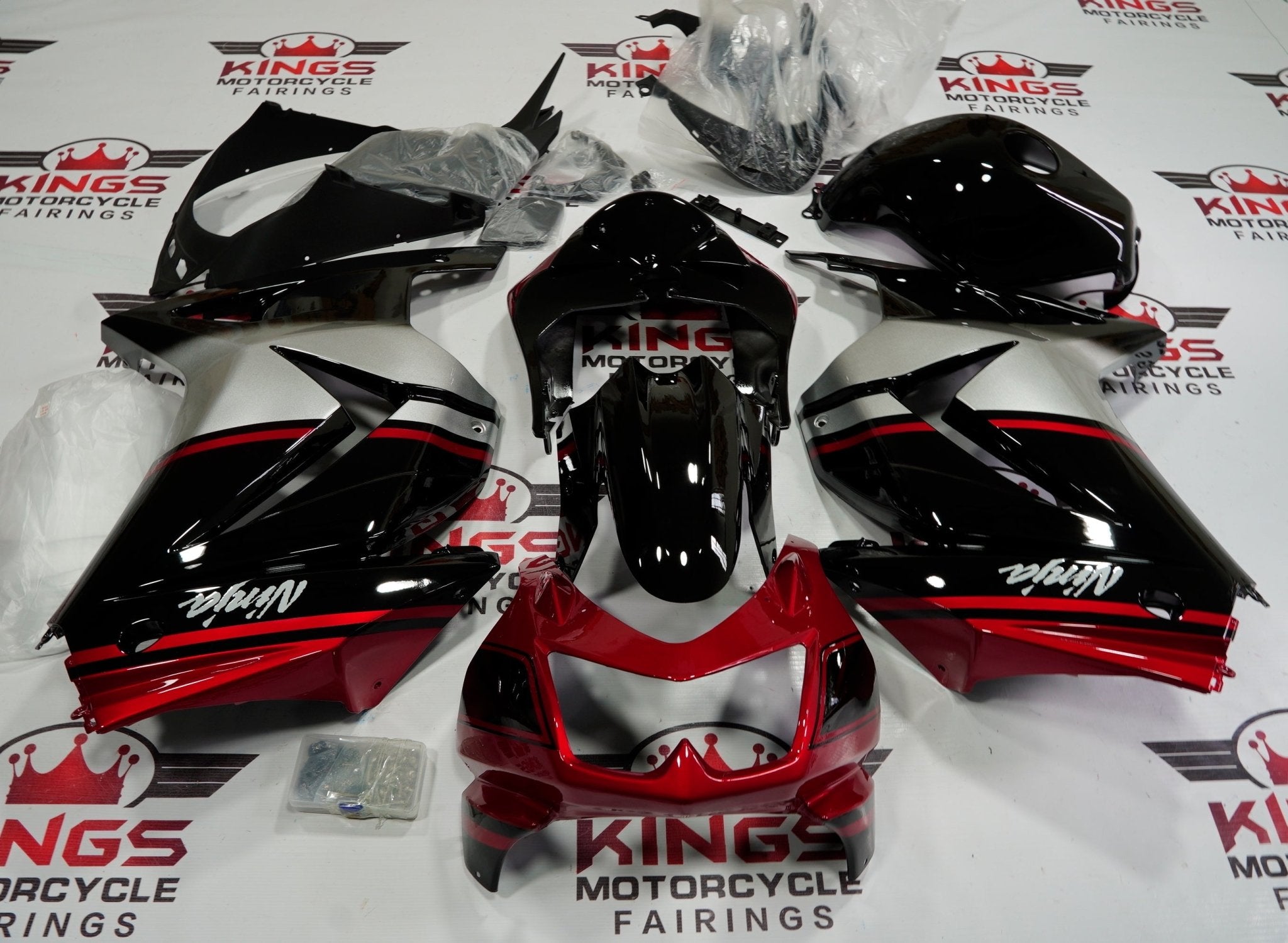 Fairing Ninja R Fairings, Kawasaki Ninja 250R (2008-2013) Black, Red, Silver – Kings ...
