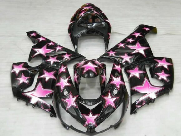 Fairing kit for a Kawasaki ZX6R 636 (2005-2006) Black, Pink Star at KingsMotorcycleFairings.com