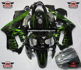 Fairing kit for a KAWASAKI NINJA ZX12R (2002-2006) BLACK & GREEN FLAMES - KingsMotorcycleFairings.com