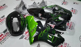 Fairing kit for a KAWASAKI NINJA ZX12R (2002-2006) BLACK & GREEN FLAMES - KingsMotorcycleFairings.com