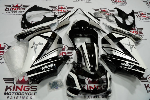 Fairing kit for a Kawasaki Ninja 250R (2008-2013) Black, White & Silver at KingsMotorcycleFairings.com