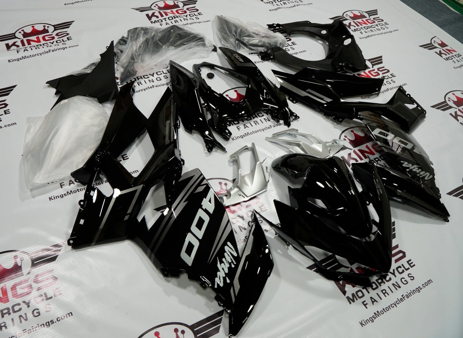 Kawasaki Ninja 400 Fairings (2018-2023) Black, Gray at KingsMotorcycleFairings.com
