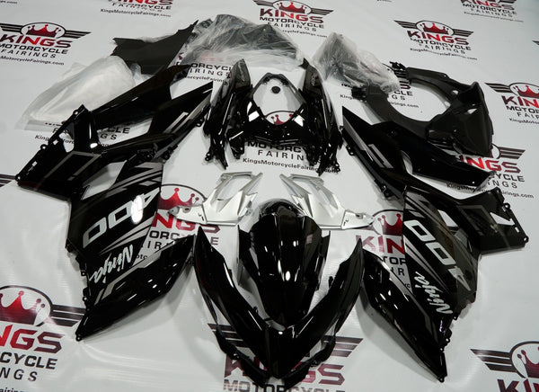 Fairing kit for a Kawasaki Ninja 400 (2018-2023) Black, Silver & Gray by KingsMotorcycleFairings.com