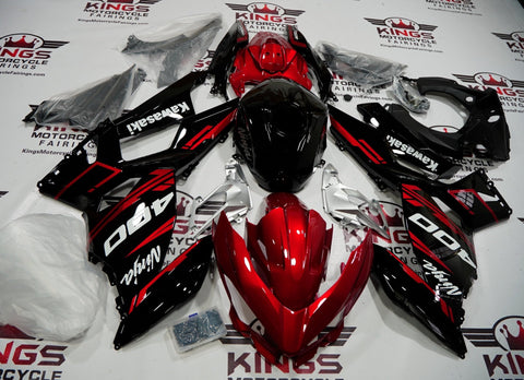 Fairing kit for a Kawasaki Ninja 400 (2018-2023) Candy Red & Black at KingsMotorcycleFairings.com