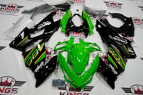 Fairing kit for a Kawasaki Ninja 400 (2018-2023) Green, Black & Yellow from KingsMotorcycleFairings.com