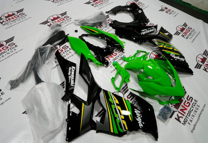 Fairing kit for a Kawasaki Ninja 400 (2018-2023) Green, Black & Yellow from KingsMotorcycleFairings.com