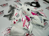 Fairing kit for a Kawasaki Ninja 400 (2018-2023) White & Pink Flowers at KingsMotorcycleFairings.com