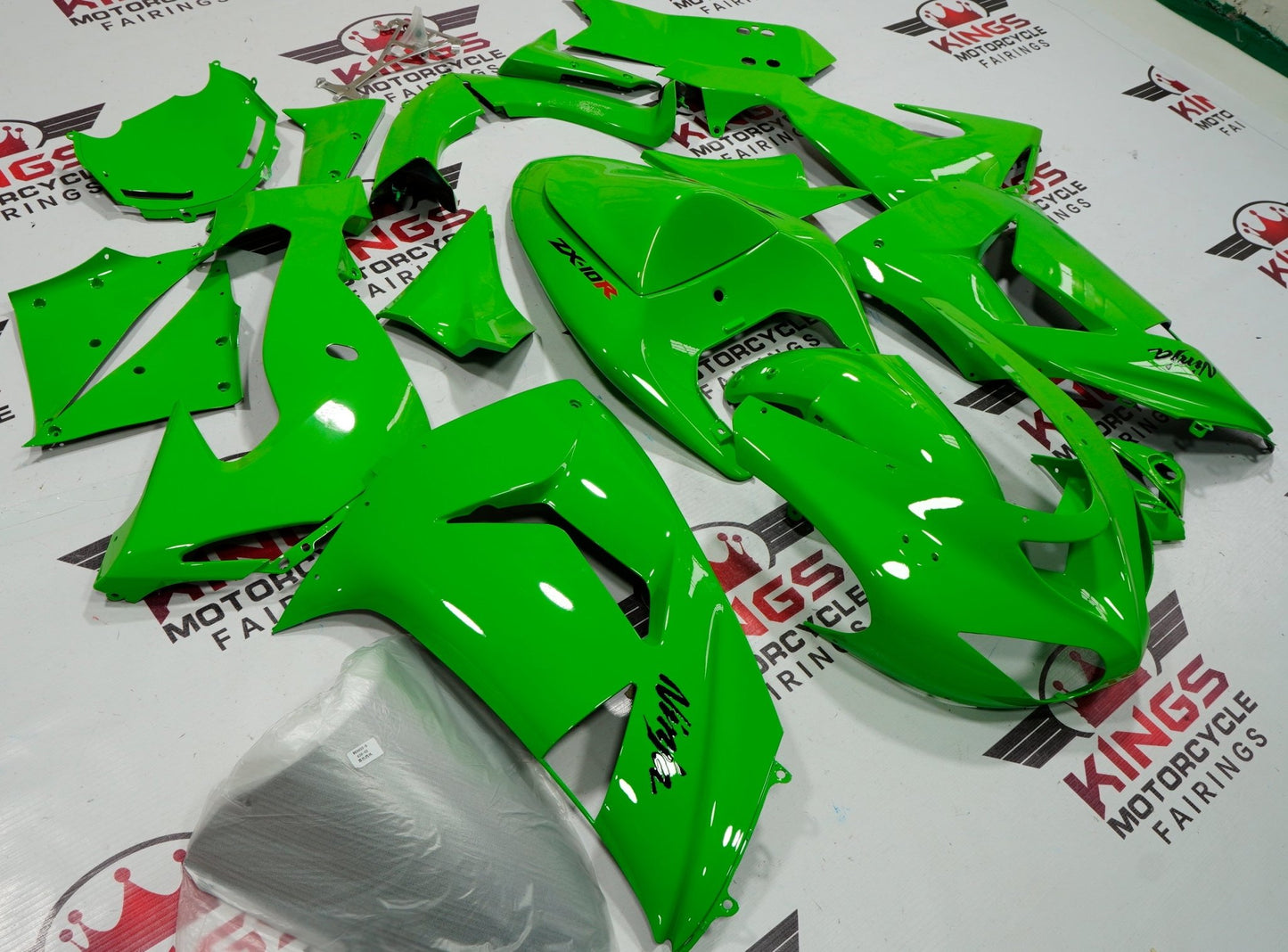 Fairing kit for a Kawasaki Ninja ZX10R (2006-2007) Green at KingsMotorcycleFairings.com.