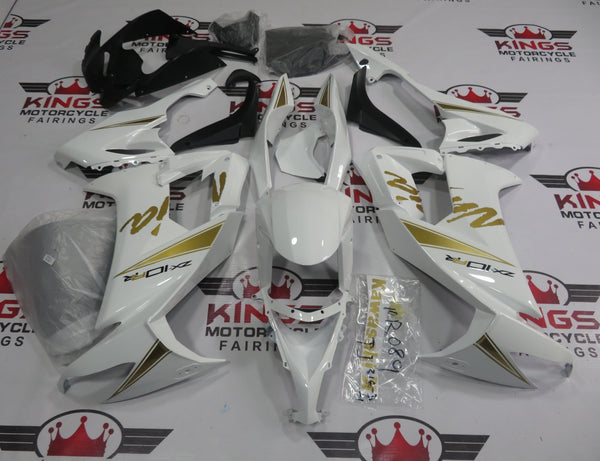 Fairing kit for a Kawasaki Ninja ZX10R (2008-2010) White & Gold