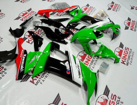 Green, White, Black and Red Fairing Kit for a 2008, 2009 & 2010 Kawasaki Ninja ZX-10R motorcycle