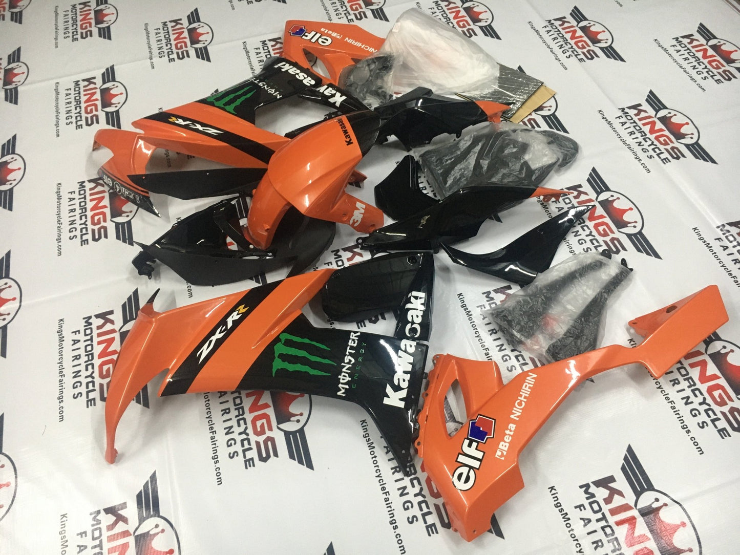 Fairing kit for a Kawasaki Ninja ZX10R (2008-2010) Orange & Black at KingsMotorcycleFairings.com