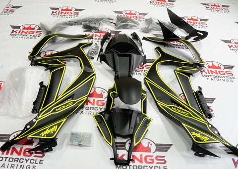 Fairing kit for a Kawasaki Ninja ZX10R (2011-2015) Matte Black, Yellow at KingsMotorcycleFairings.com