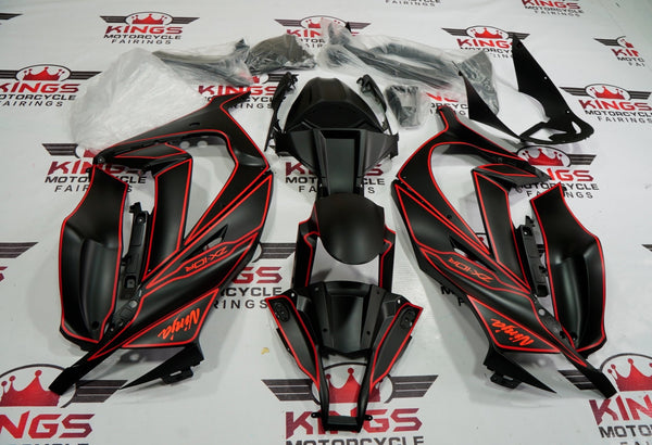 Fairing kit for a Kawasaki Ninja ZX10R (2011-2015) Matte Black, Red at KingsMotorcycleFairings.com