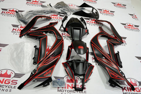 Fairing kit for a Kawasaki Ninja ZX10R (2011-2015) Matte Black & Red Batman