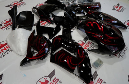 Black and Candy Red Flame Fairing Kit for a 2006, 2007, 2008, 2009, 2010 & 2011 Kawasaki Ninja ZX-14R moto