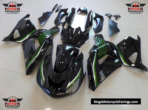Fairing kit for a Kawasaki Ninja ZX14R (2006-2011) Black, Green & Silver