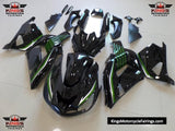Black, Green and Silver Fairing Kit for a 2006, 2007, 2008, 2009, 2010 & 2011 Kawasaki Ninja ZX-14R motorcycle