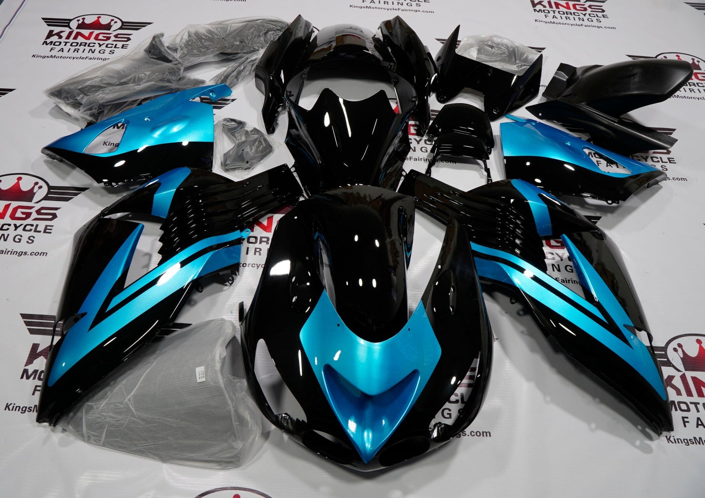 Fairing kit for a Kawasaki Ninja ZX14R (2006-2011) Black & Light Blue at KingsMotorcycleFairings.com