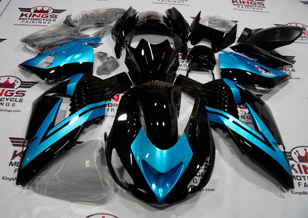 Fairing kit for a Kawasaki Ninja ZX14R (2006-2011) Black & Light Blue at KingsMotorcycleFairings.com