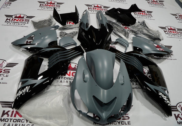 Fairing kit for a Kawasaki Ninja ZX14R (2006-2011) Black & Matte Gray Fairings at KingsMotorcycleFairings.com