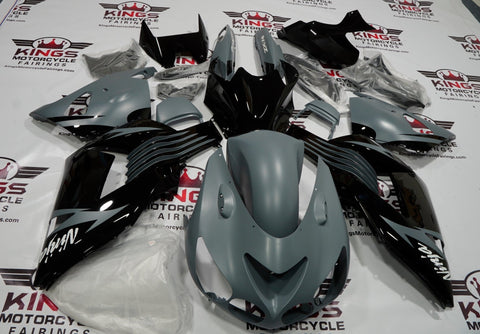 Fairing kit for a Kawasaki Ninja ZX14R (2006-2011) Black & Matte Dark Gray Fairings at KingsMotorcycleFairings.com