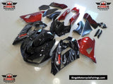Black, Candy Red and Silver Flame Fairing Kit for a 2006, 2007, 2008, 2009, 2010 & 2011 Kawasaki Ninja ZX-14R motorcycle