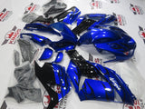 Blue and Black Flame Fairing Kit for a 2006, 2007, 2008, 2009, 2010 & 2011 Kawasaki Ninja ZX-14R motorcycle