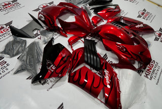 Fairings | Kawasaki ZX14R (2006-2011) Candy Red, Black Flame