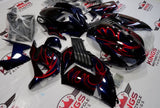 Dark Blue and Candy Red Flame Fairing Kit for a 2006, 2007, 2008, 2009, 2010 & 2011 Kawasaki Ninja ZX-14R motorcycle