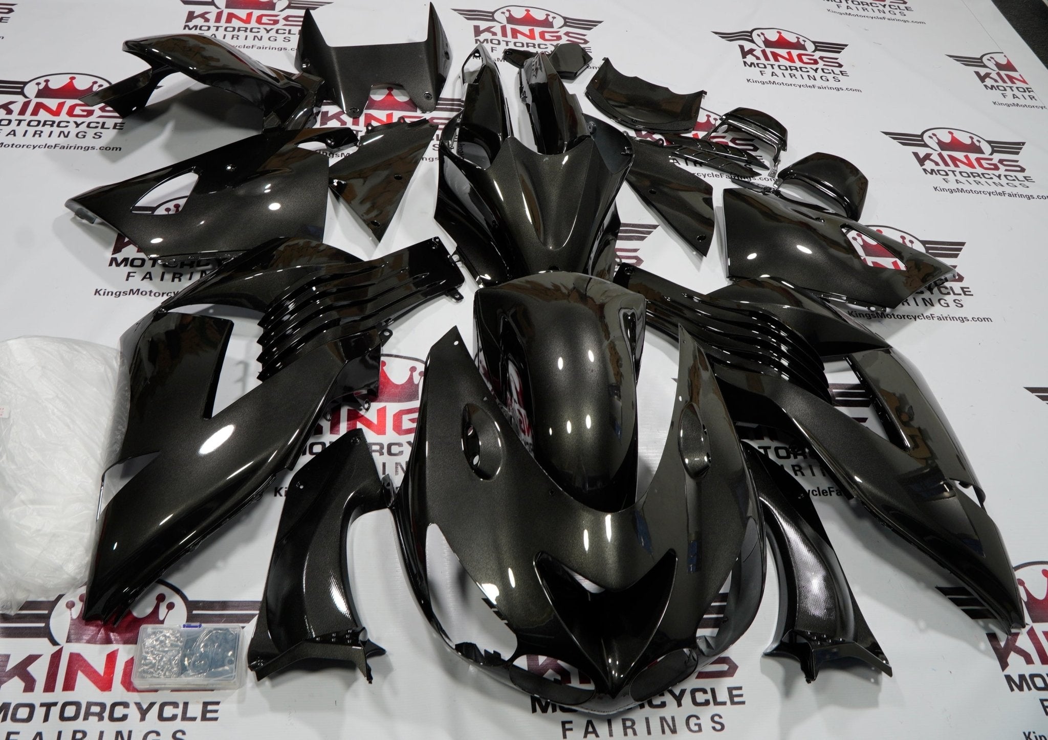 Fairing kit for a Kawasaki Ninja ZX14R (2006-2011) Graphite Gray at KingsMotorcycleFairings.com
